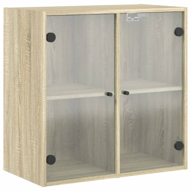 vidaXL Wandkast met glazen deuren 68x37x68,5 cm sonoma eikenkleurig