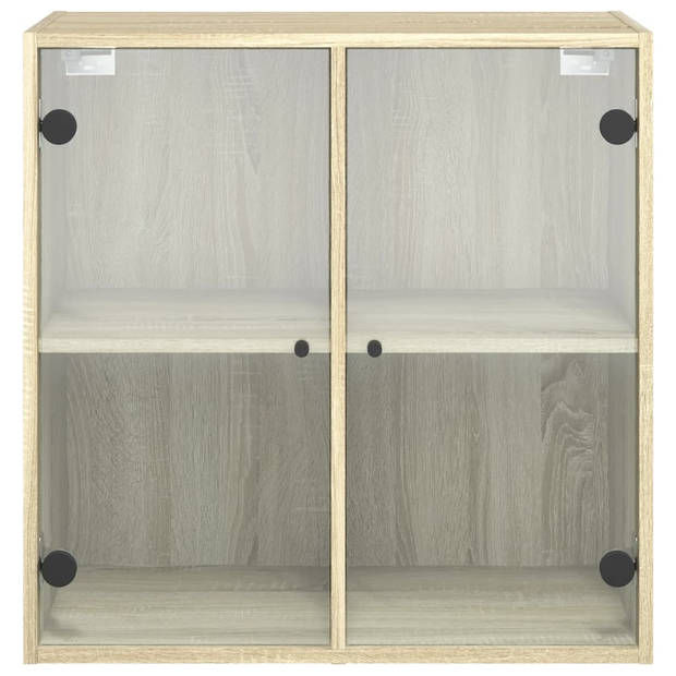 vidaXL Wandkast met glazen deuren 68x37x68,5 cm sonoma eikenkleurig