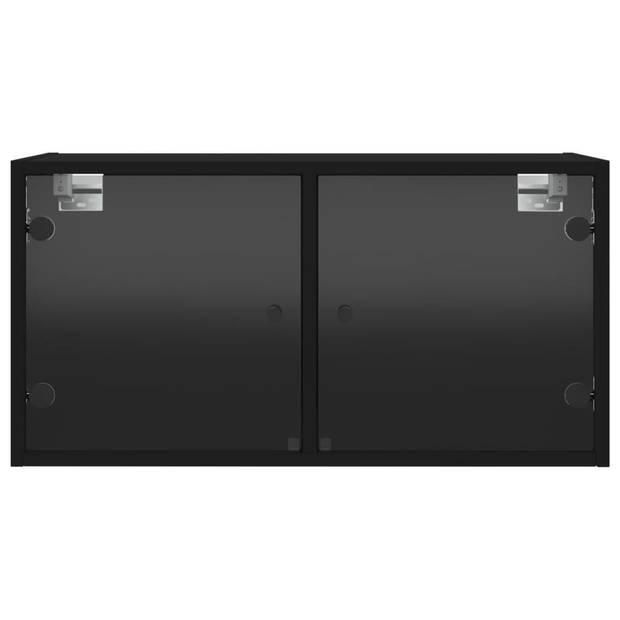 vidaXL Wandkasten met glazen deuren 2 st 68,5x37x35 cm zwart