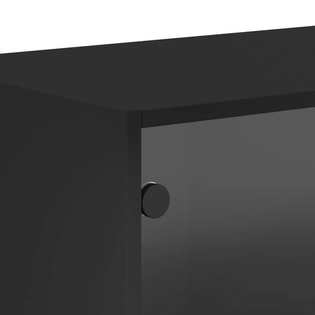 vidaXL Wandkasten met glazen deuren 2 st 68,5x37x35 cm zwart