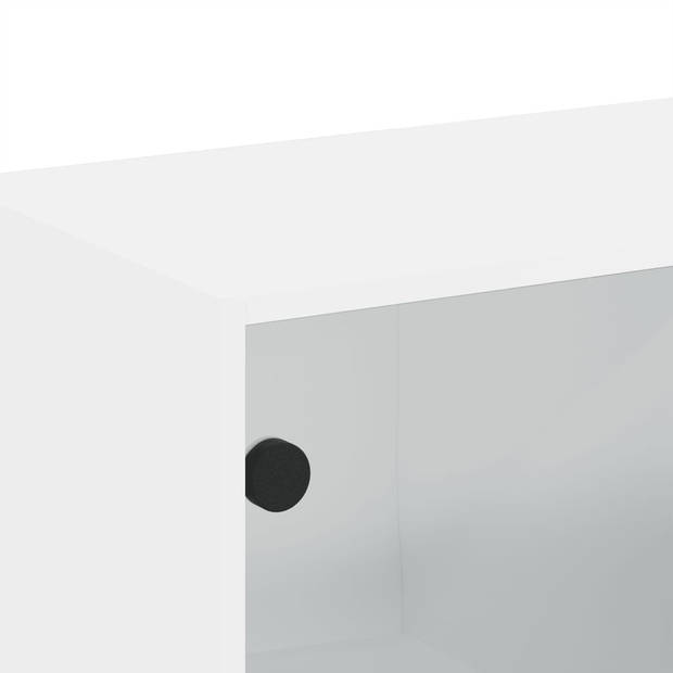 vidaXL Wandkasten met glazen deuren 2 st 68,5x37x35 cm wit