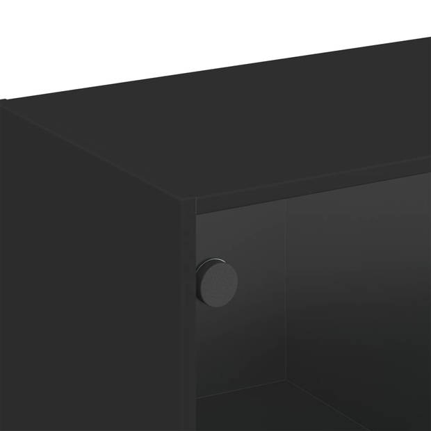 vidaXL Wandkast met glazen deuren 102x37x35 cm zwart