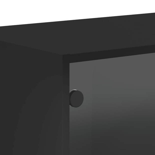 vidaXL Wandkast met glazen deuren 68,5x37x35 cm zwart