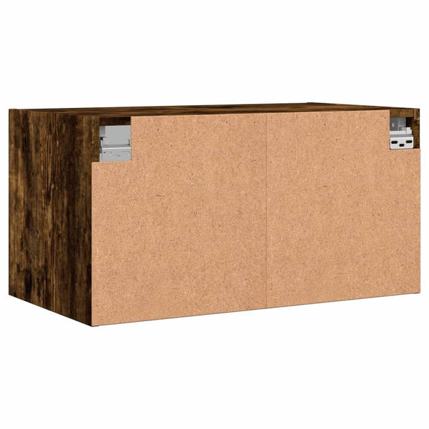 vidaXL Wandkast met glazen deuren 68,5x37x35 cm gerookt eikenkleurig