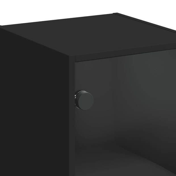 vidaXL Wandkast met glazen deuren 35x37x68,5 cm zwart