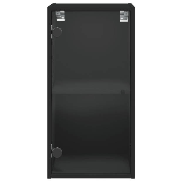 vidaXL Wandkast met glazen deuren 35x37x68,5 cm zwart
