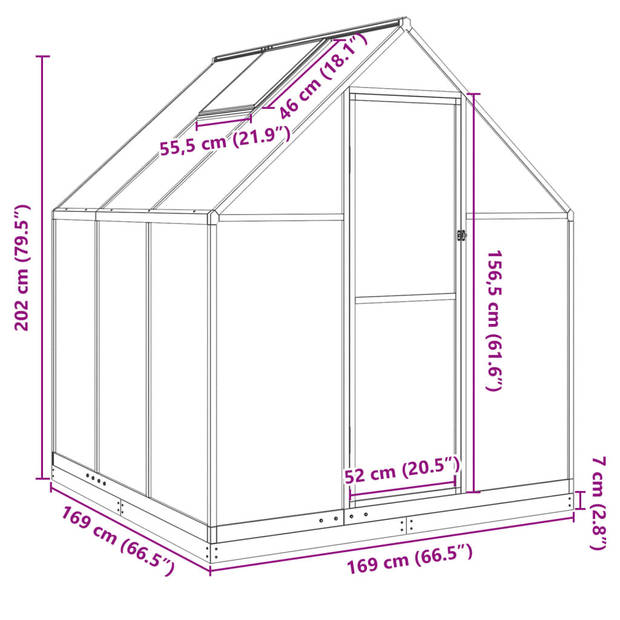 vidaXL Tuinkas met basisframe 169x169x202 cm aluminium groen