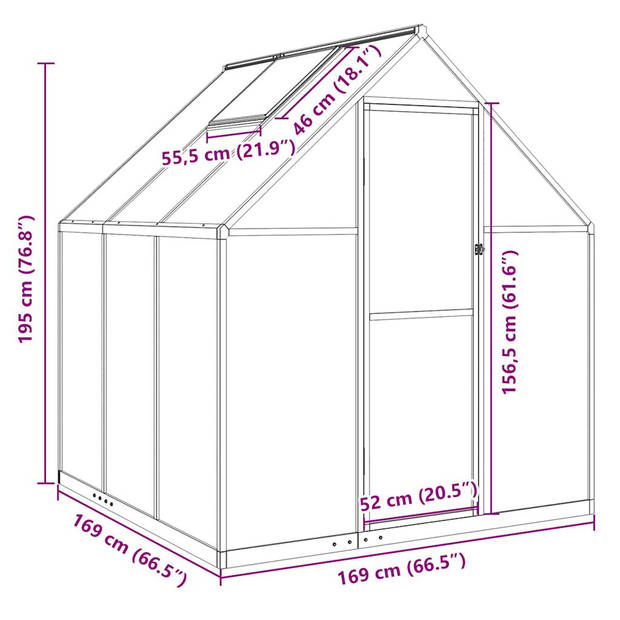 vidaXL Tuinkas met basisframe 169x169x195 cm aluminium antracietkleur