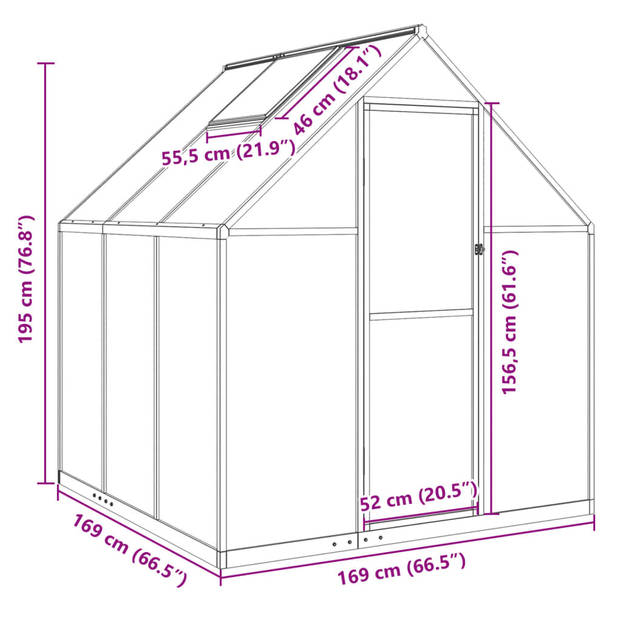 vidaXL Tuinkas met basisframe 169x169x195 cm aluminium antracietkleur