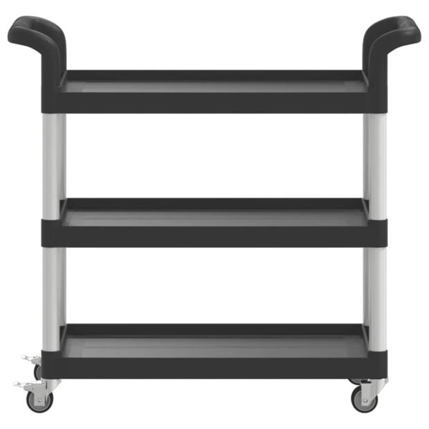 vidaXL Trolley 3-laags 77x34x72 cm aluminium zwart