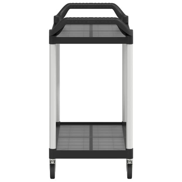 vidaXL Trolley 2-laags 99x50x97 cm aluminium zwart