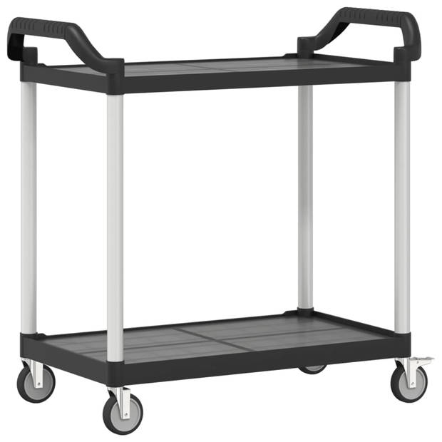 vidaXL Trolley 2-laags 99x50x97 cm aluminium zwart