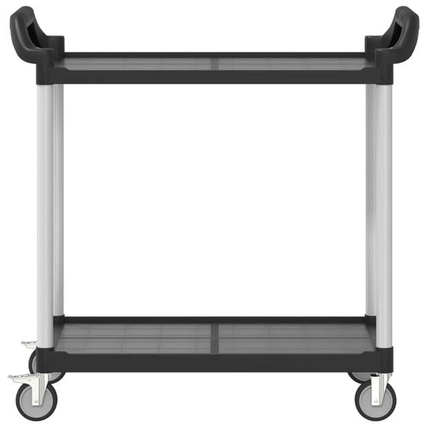 vidaXL Trolley 2-laags 99x50x97 cm aluminium zwart