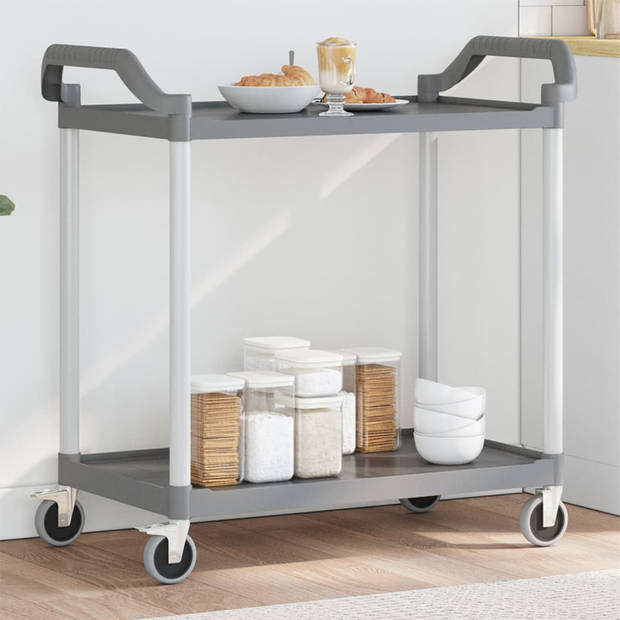 vidaXL Trolley 2-laags 99x50x97 cm aluminium grijs