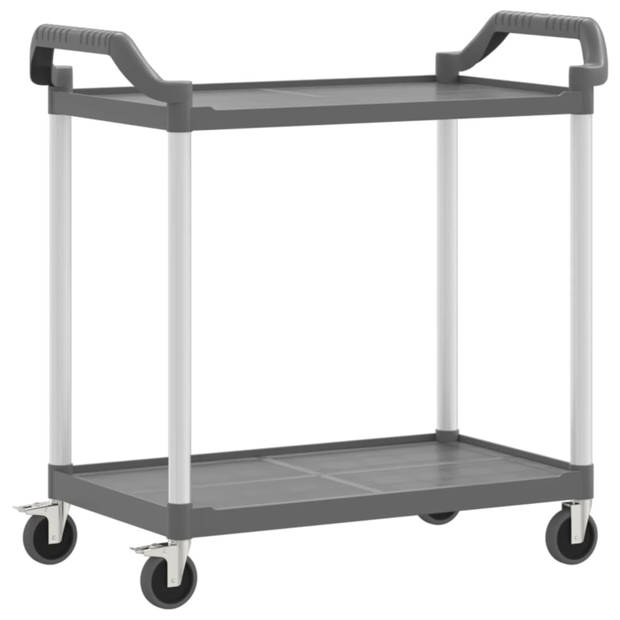 vidaXL Trolley 2-laags 99x50x97 cm aluminium grijs