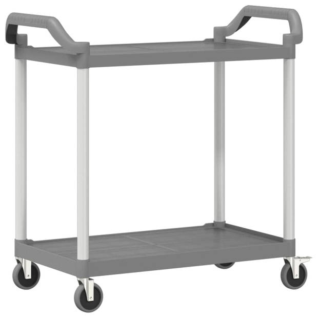 vidaXL Trolley 2-laags 99x50x97 cm aluminium grijs