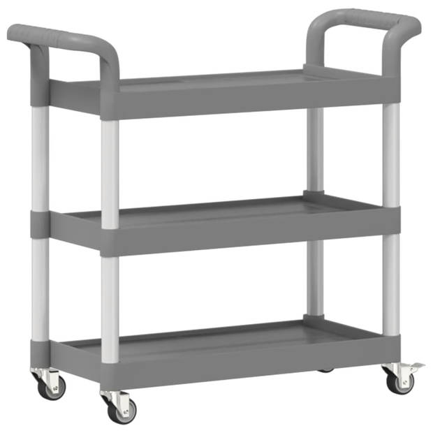 vidaXL Trolley 3-laags 77x34x72 cm aluminium grijs