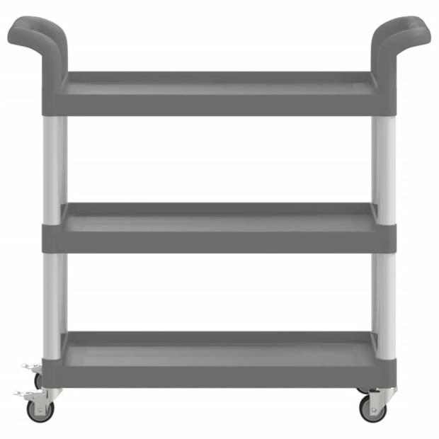 vidaXL Trolley 3-laags 77x34x72 cm aluminium grijs