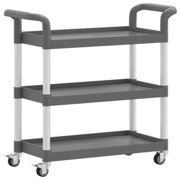 vidaXL Trolley 3-laags 77x34x72 cm aluminium grijs