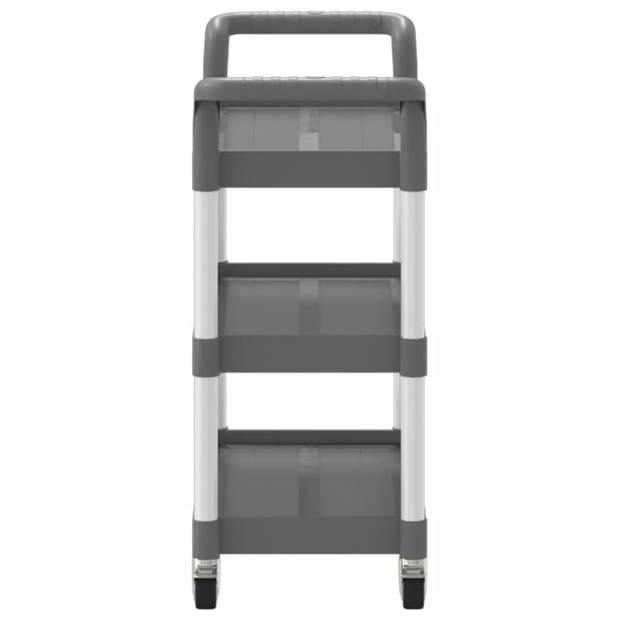 vidaXL Trolley 3-laags 77x34x72 cm aluminium grijs