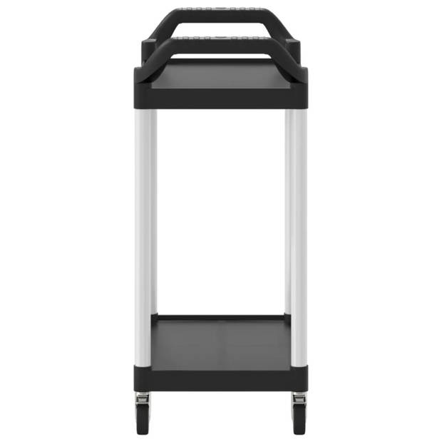 vidaXL Trolley 2-laags 81x41x92 cm aluminium zwart