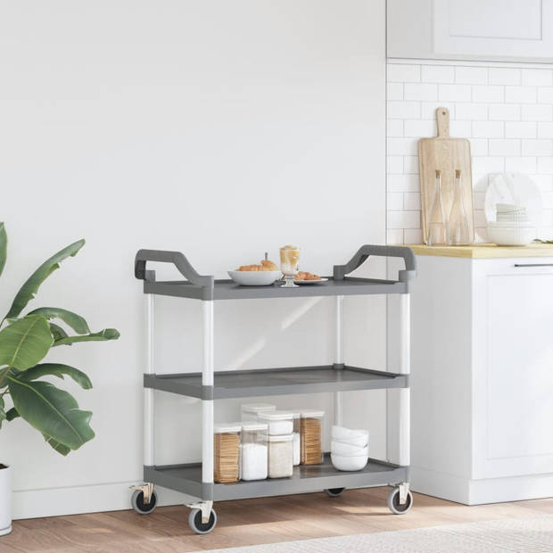 vidaXL Trolley 3-laags 99x50x96 cm aluminium grijs