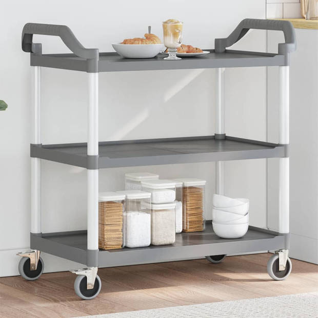 vidaXL Trolley 3-laags 99x50x96 cm aluminium grijs