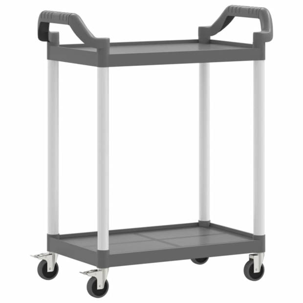 vidaXL Trolley 2-laags 81x41x92 cm aluminium grijs