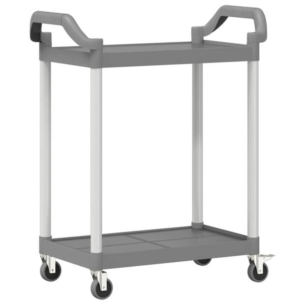 vidaXL Trolley 2-laags 81x41x92 cm aluminium grijs