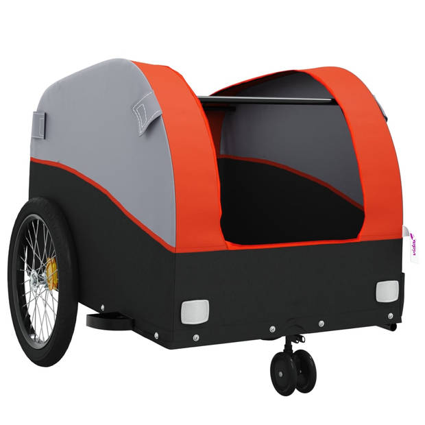 vidaXL Fietstrailer 30 kg ijzer zwart en oranje