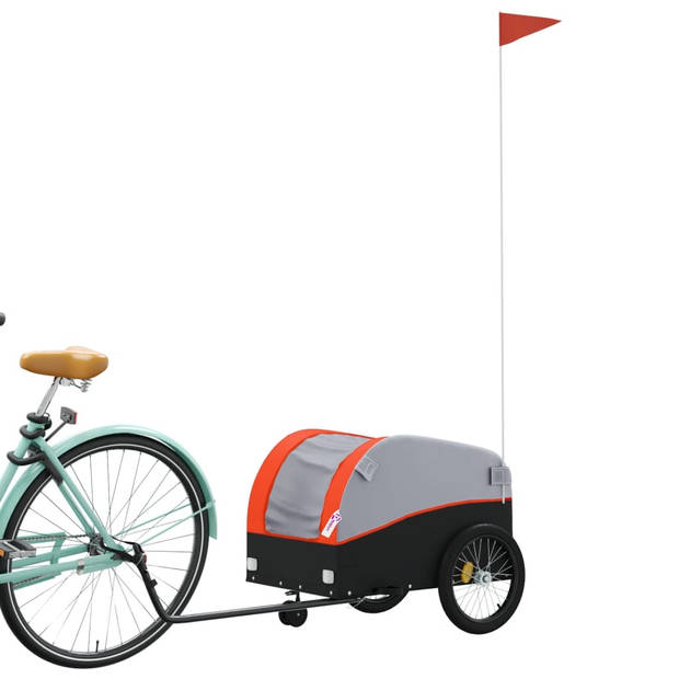 vidaXL Fietstrailer 30 kg ijzer zwart en oranje