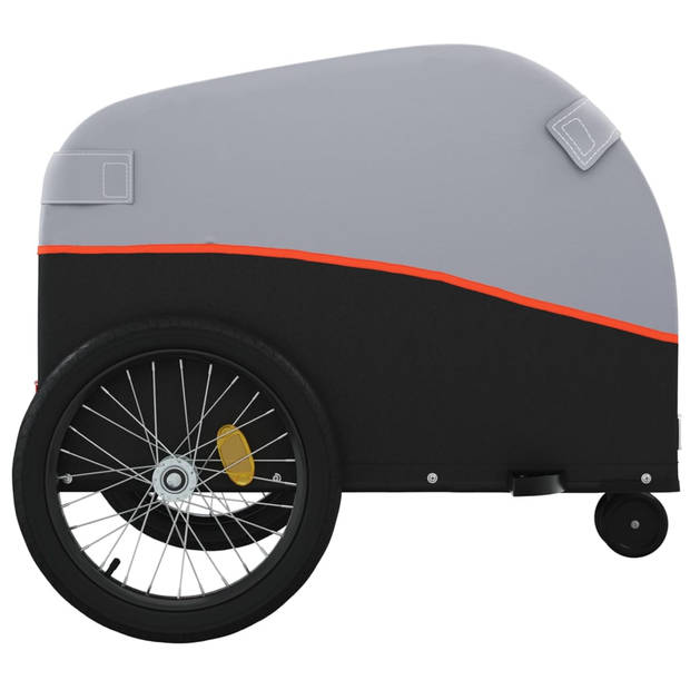 vidaXL Fietstrailer 30 kg ijzer zwart en oranje