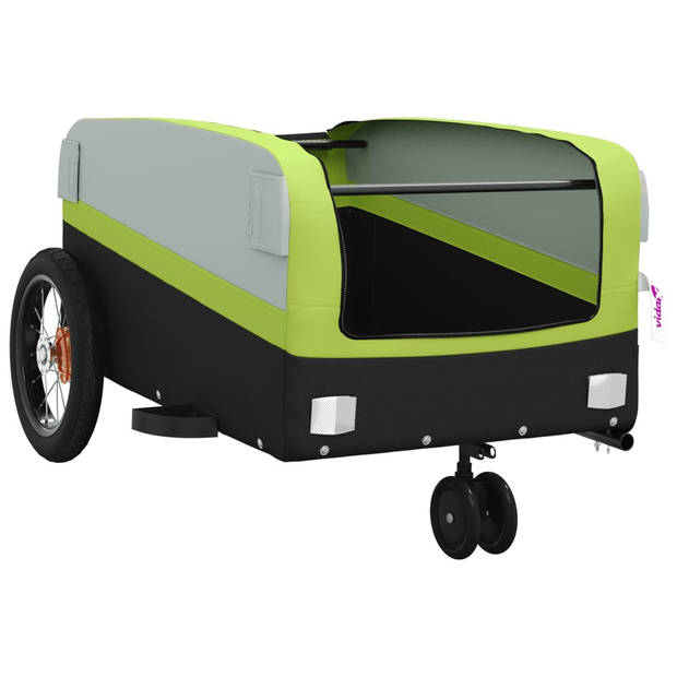 vidaXL Fietstrailer 30 kg ijzer zwart en groen