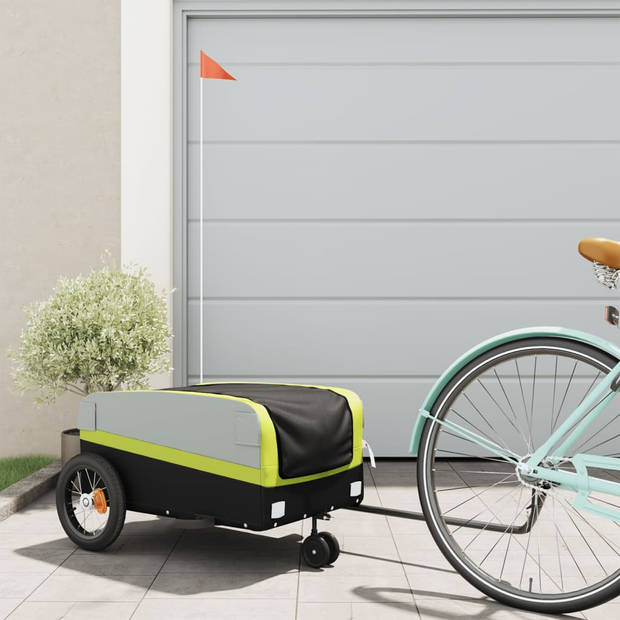 vidaXL Fietstrailer 30 kg ijzer zwart en groen