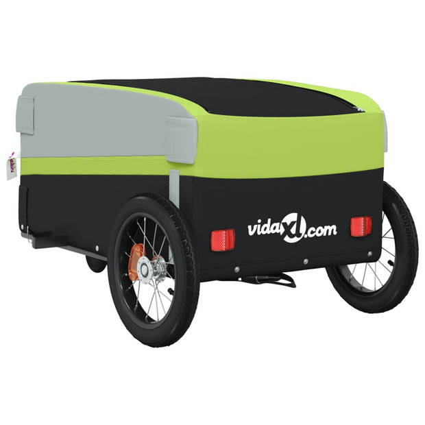 vidaXL Fietstrailer 30 kg ijzer zwart en groen