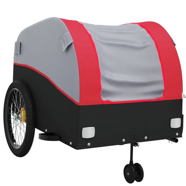 vidaXL Fietstrailer 45 kg ijzer zwart en rood