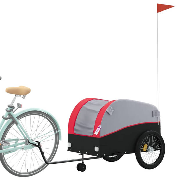 vidaXL Fietstrailer 45 kg ijzer zwart en rood