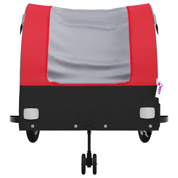 vidaXL Fietstrailer 45 kg ijzer zwart en rood