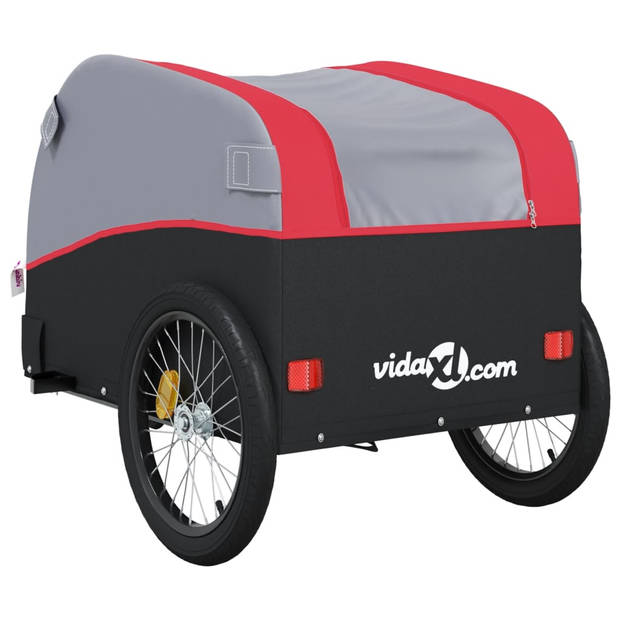 vidaXL Fietstrailer 45 kg ijzer zwart en rood