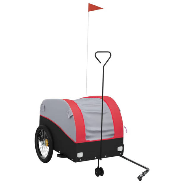 vidaXL Fietstrailer 45 kg ijzer zwart en rood