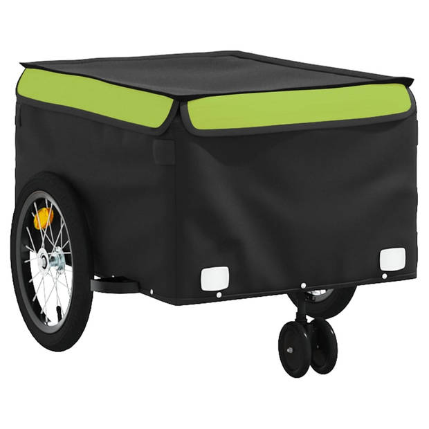 vidaXL Fietstrailer 45 kg ijzer zwart en groen