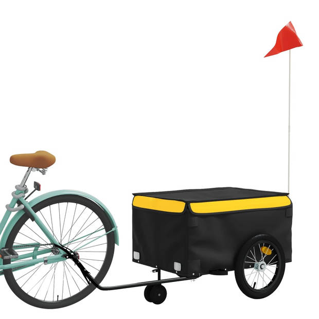 vidaXL Fietstrailer 45 kg ijzer zwart en geel