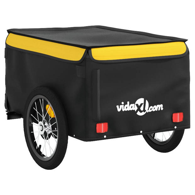 vidaXL Fietstrailer 45 kg ijzer zwart en geel