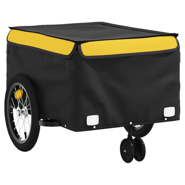 vidaXL Fietstrailer 45 kg ijzer zwart en geel