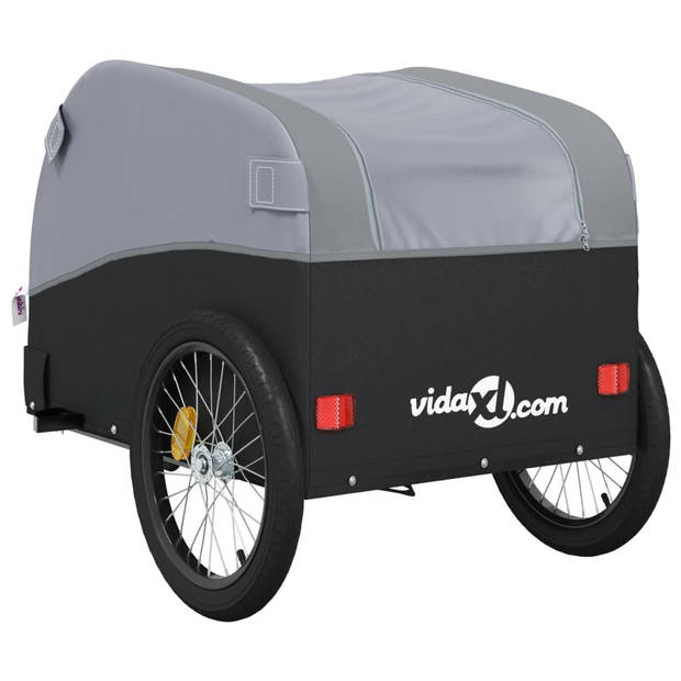 vidaXL Fietstrailer 45 kg ijzer zwart en grijs