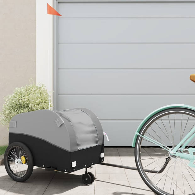 vidaXL Fietstrailer 30 kg ijzer zwart en grijs