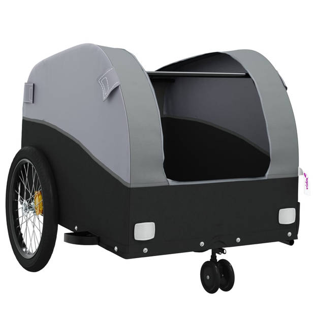 vidaXL Fietstrailer 30 kg ijzer zwart en grijs