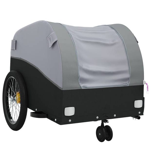 vidaXL Fietstrailer 30 kg ijzer zwart en grijs