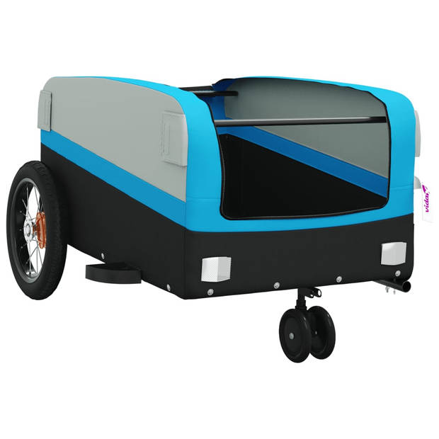 vidaXL Fietstrailer 30 kg ijzer zwart en blauw