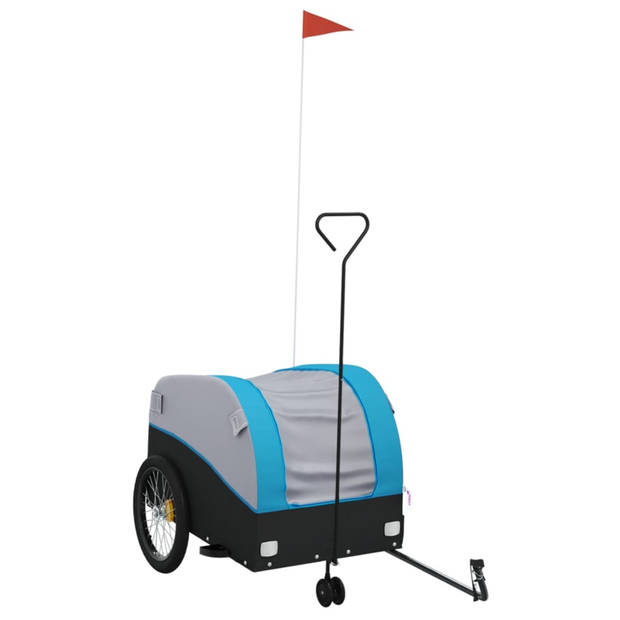 vidaXL Fietstrailer 45 kg ijzer zwart en blauw